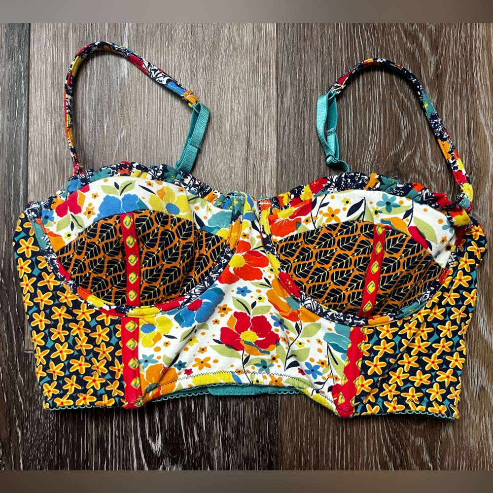 Adorable Vintage Anthropologie Multi-Print Floral Bandeau Bralette
